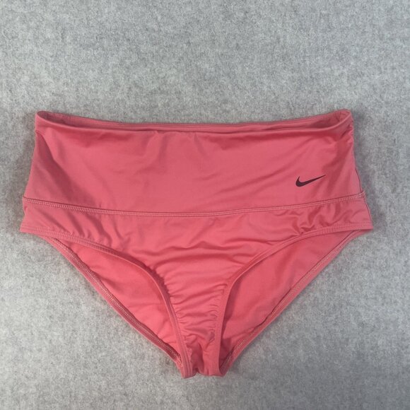 Nike Other - Nike Womens High Waist Pink Bikini Swim Bottom With Back Pocket Briefs Sz LG